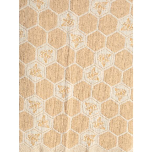Gold Bumblebee Honeycomb Throw Blanket 50x70 Cotton Made in Portugal NEW - Picture 1 of 5